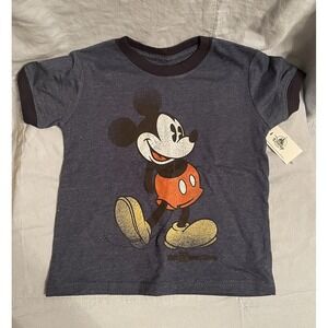 NEW Walt Disney Parks Child Gray Vintage Mickey Mouse Ringer T-Shirt Size 6mo